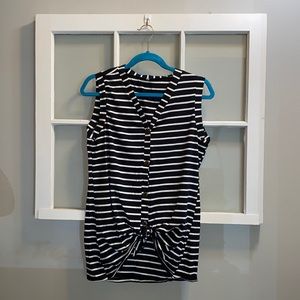 Stripe Button down tie tank